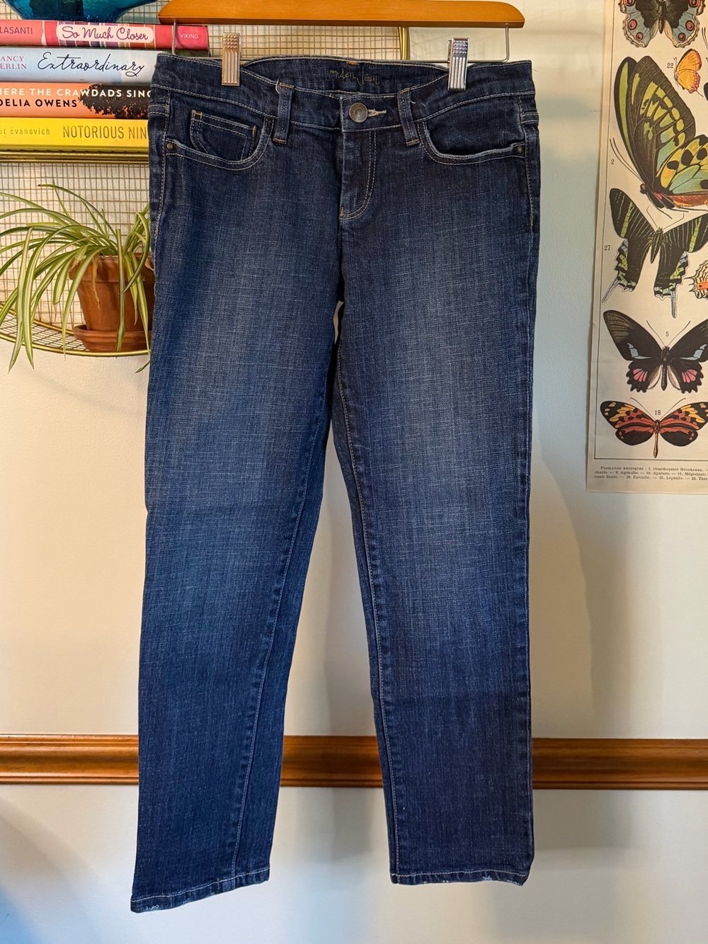 LONDONJEAN Women's Straight Leg Dark Blue Jeans